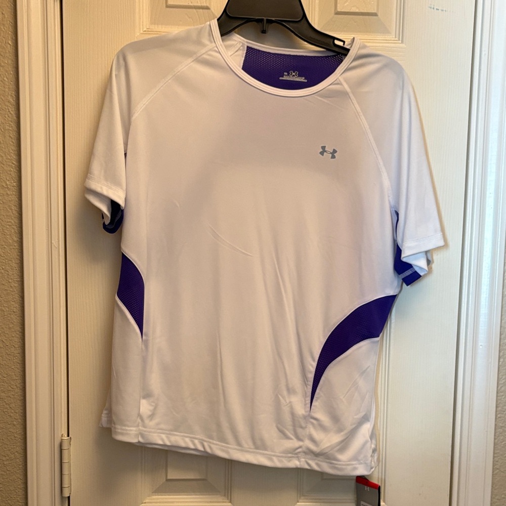 Under Armour White and Purple Performance Tee